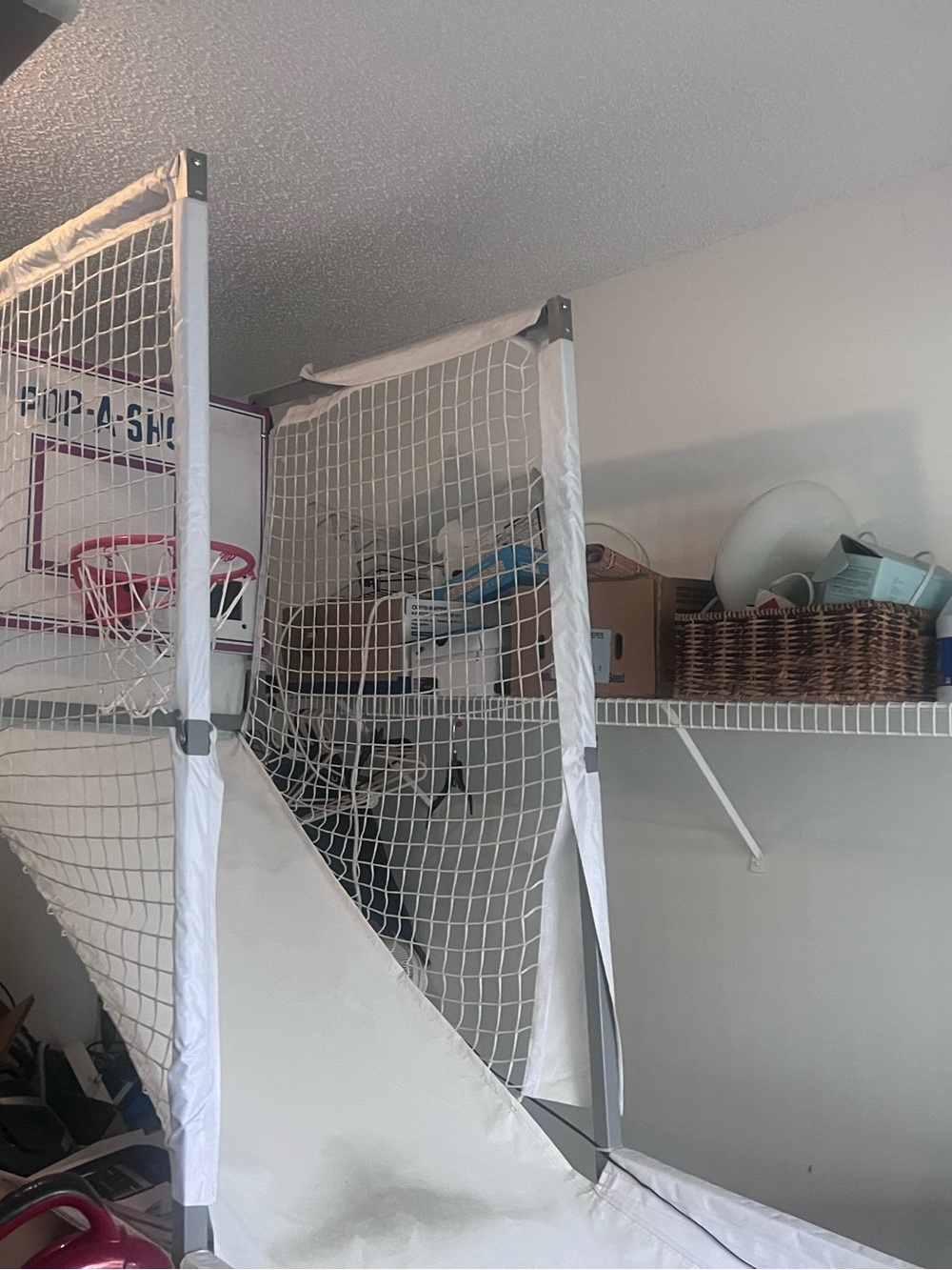 White Indoor Arcade Basketball Game with Net Return
